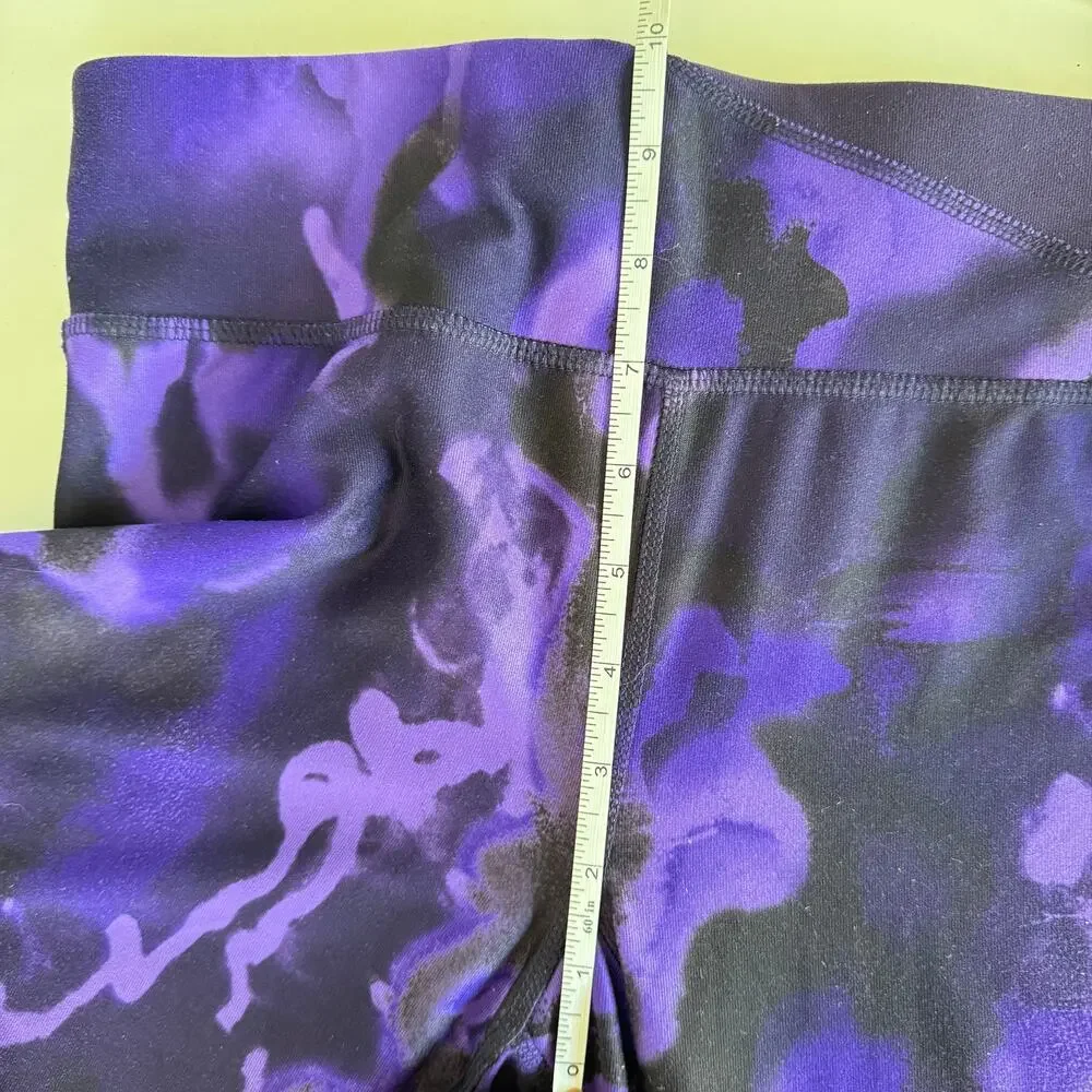 NIKE Running Purple Black Dri Fit Power Crop Tights $78 Leggings Capri Pocket S